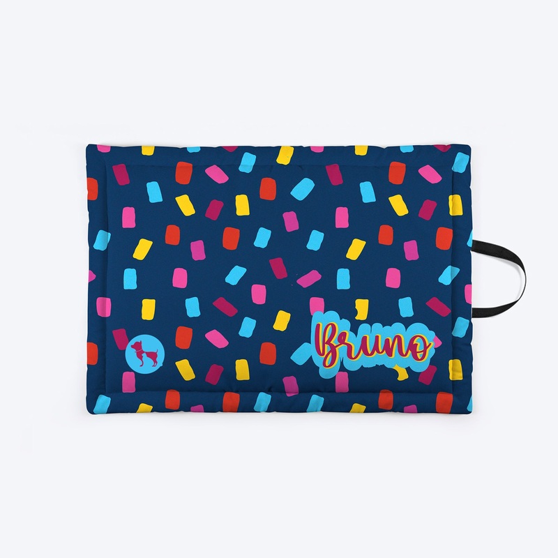 HUFT Party Sprinkles Personalised Mat For Dog & Cat – Blue