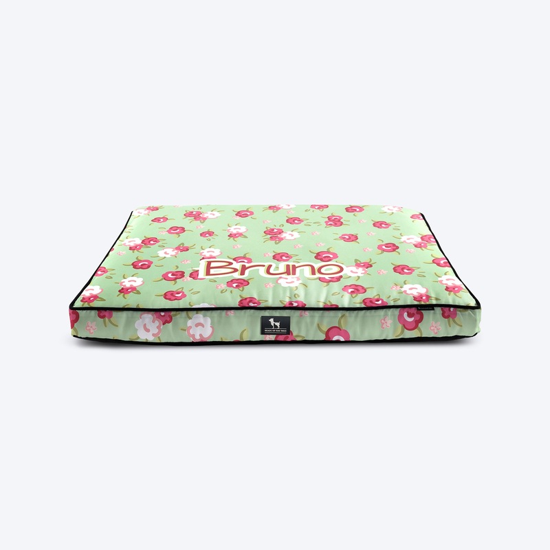 HUFT Pastel Petals Personalised Flat Bed For Dog – Pastel Green