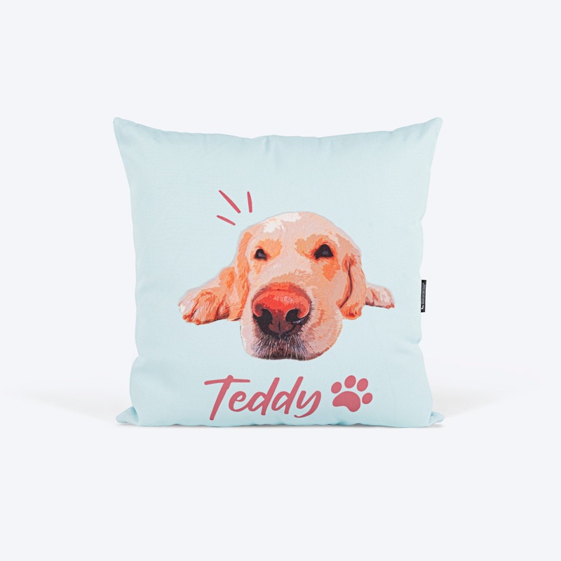 HUFT Personalised Photo Cushion For Dog & Cat – Light Blue