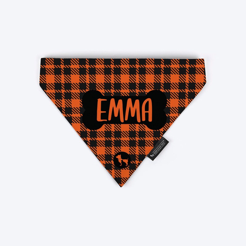 HUFT Tartan Check Personalised Dog Bandana – Orange