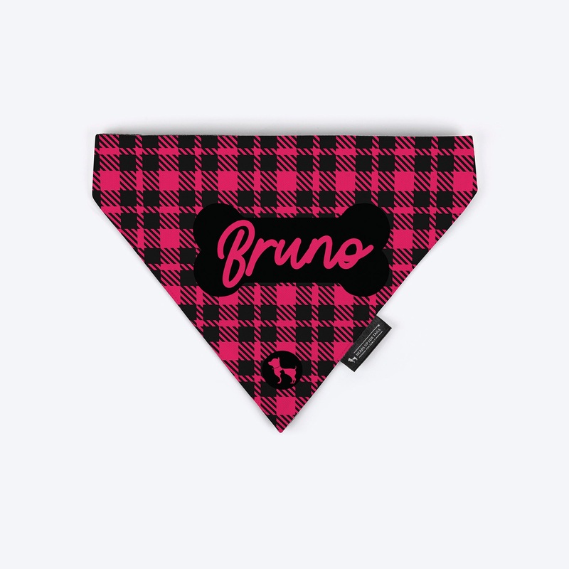 HUFT Tartan Check Personalised Dog Bandana – Pink