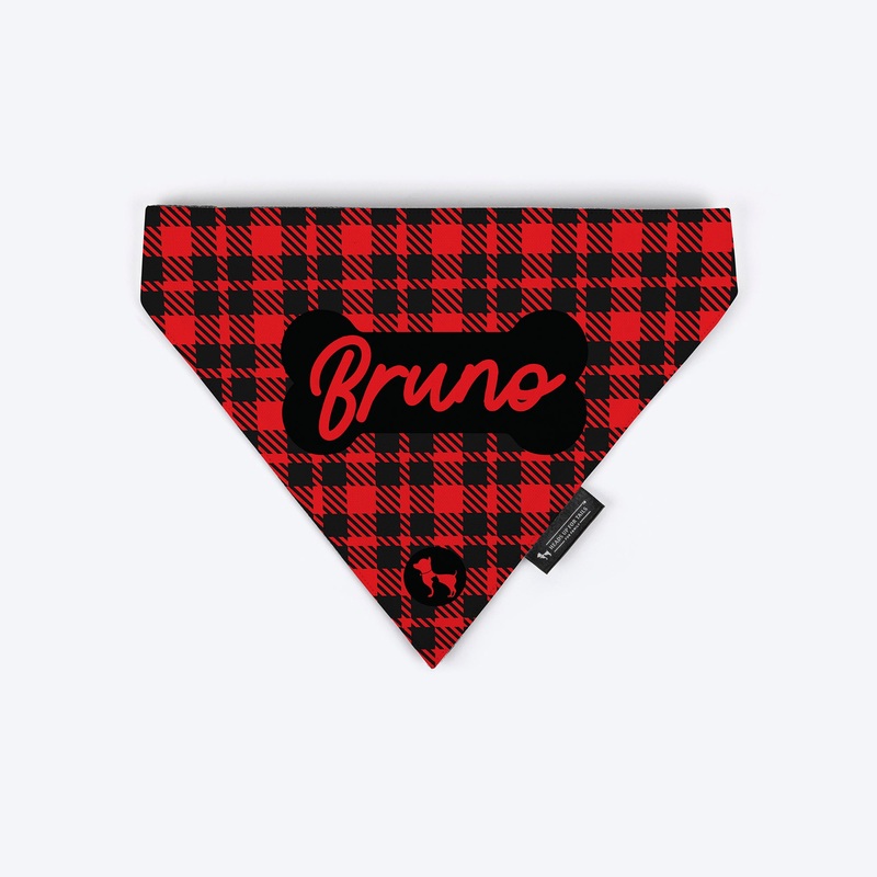 HUFT Tartan Check Personalised Dog Bandana – Red