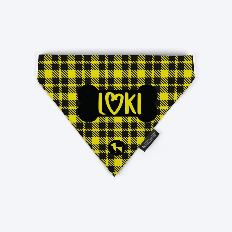 HUFT Tartan Check Personalised Dog Bandana – Yellow