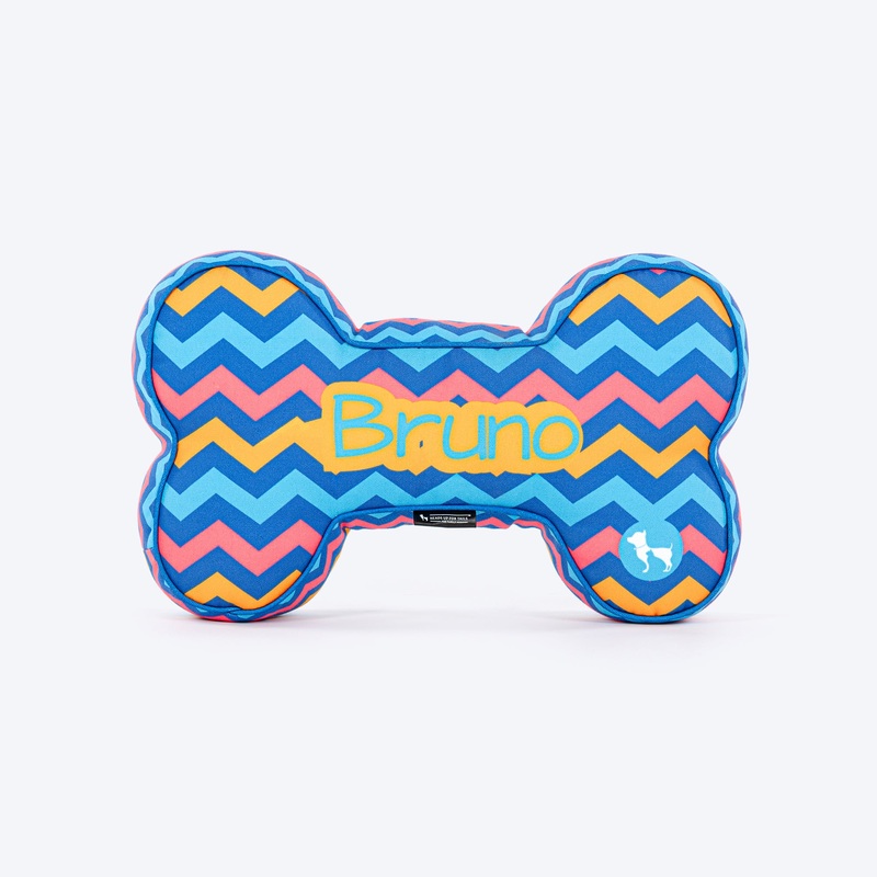 HUFT Zig Zag Wag Personalised Bone Cushion For Dogs – Sky Blue