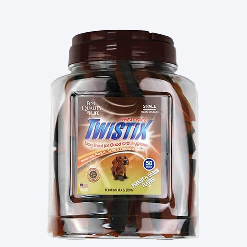 NPIC Twistix Peanut & Carob Dog Treats Canister – Small (50 Sticks) – 530g