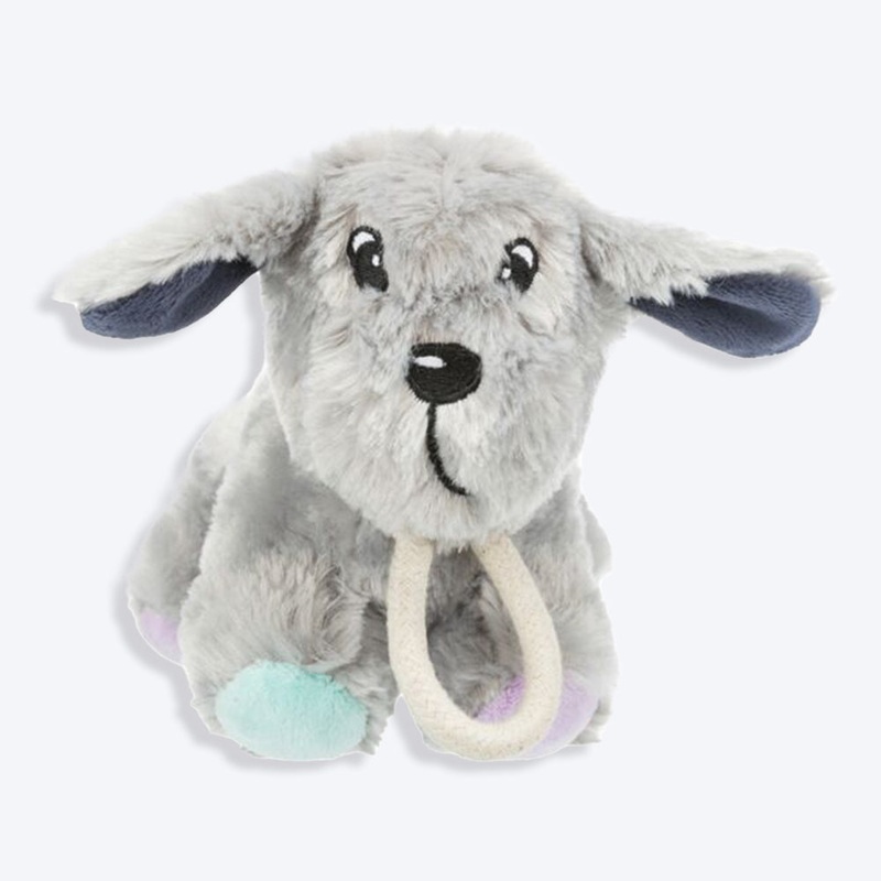 Trixie Junior Dog With Rope & Sound Plush Toy For Dogs – Grey – 24 cm