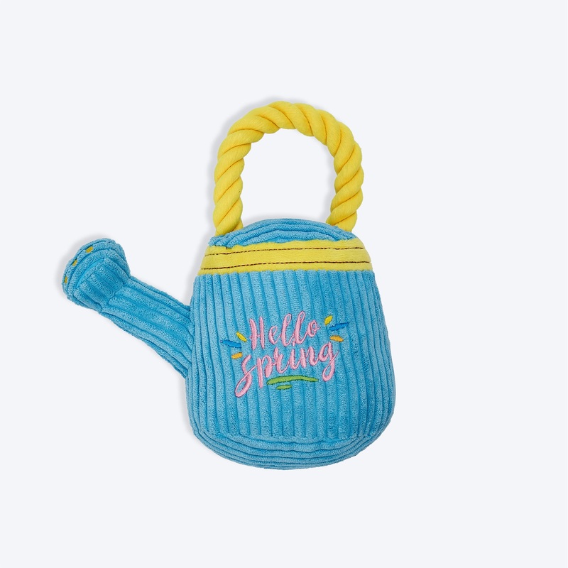 FOFOS Garden Watering Can Squeaky Plush Toy For Dog – Blue & Yellow