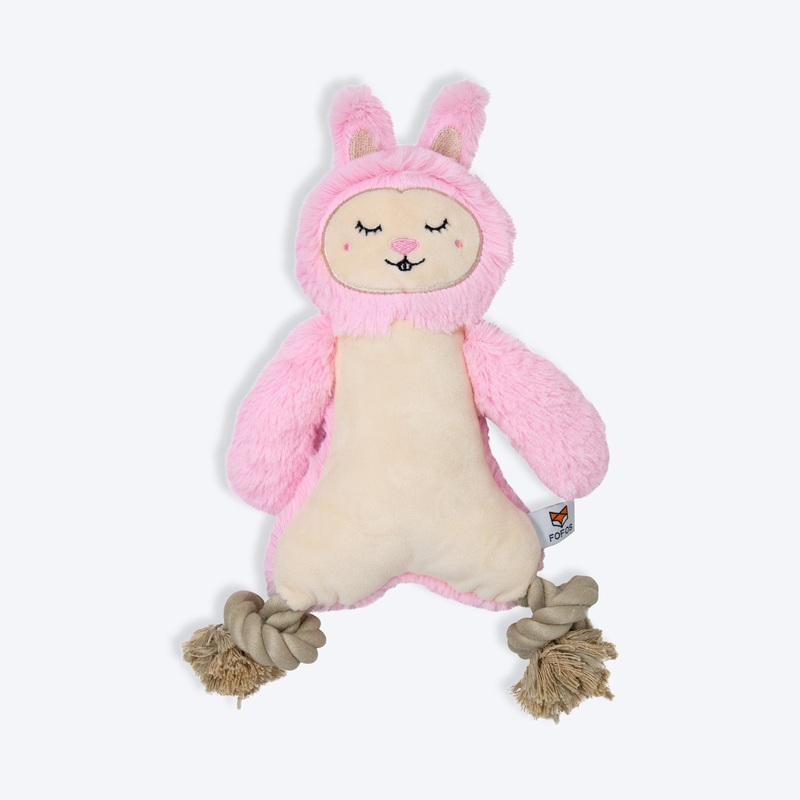 FOFOS Rope leg Rabbit Squeaky Plush Toy For Dog – Pink