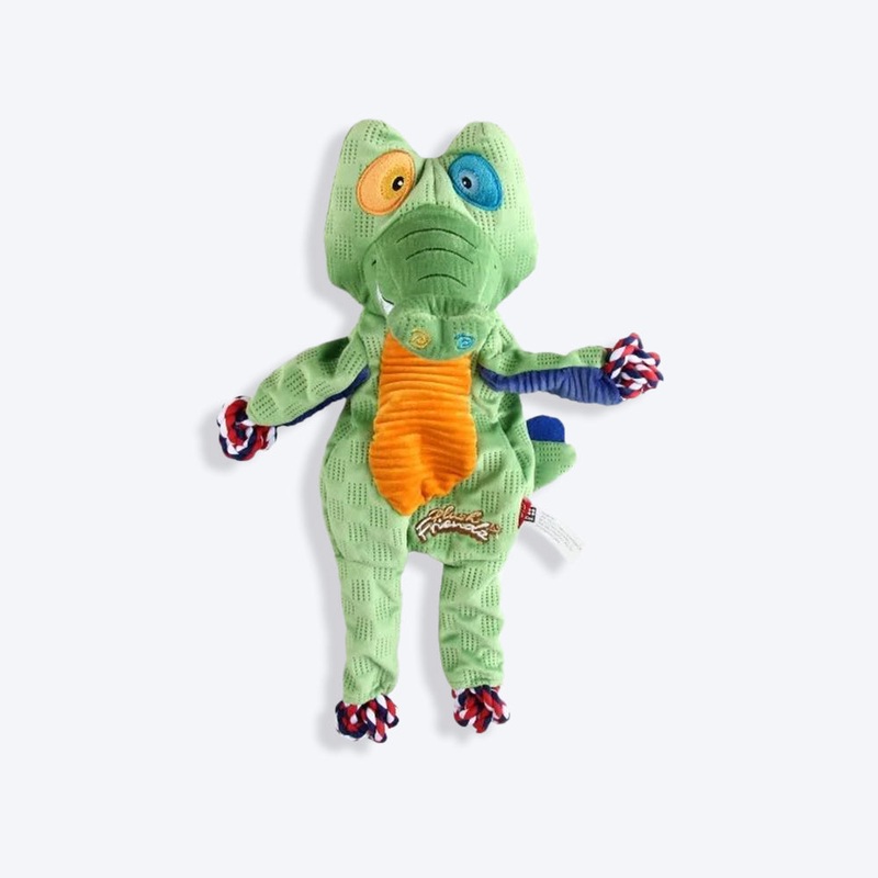 GiGwi Crocodile Friendz Rope With Squeaker Plush Dog Toy – Green – M