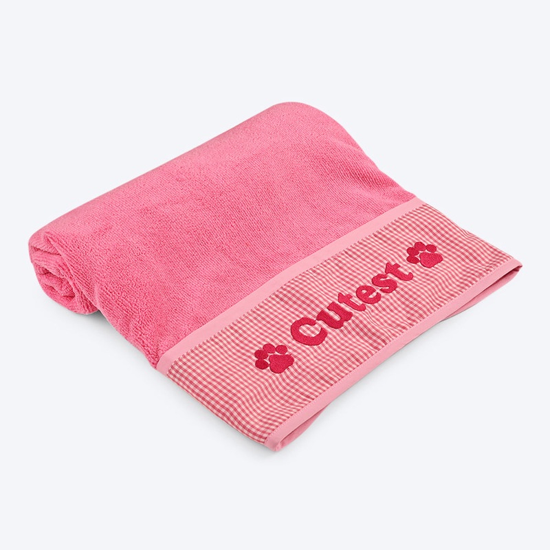 HUFT Cutest Microfibre Towel For Dogs & Cats – Light Pink