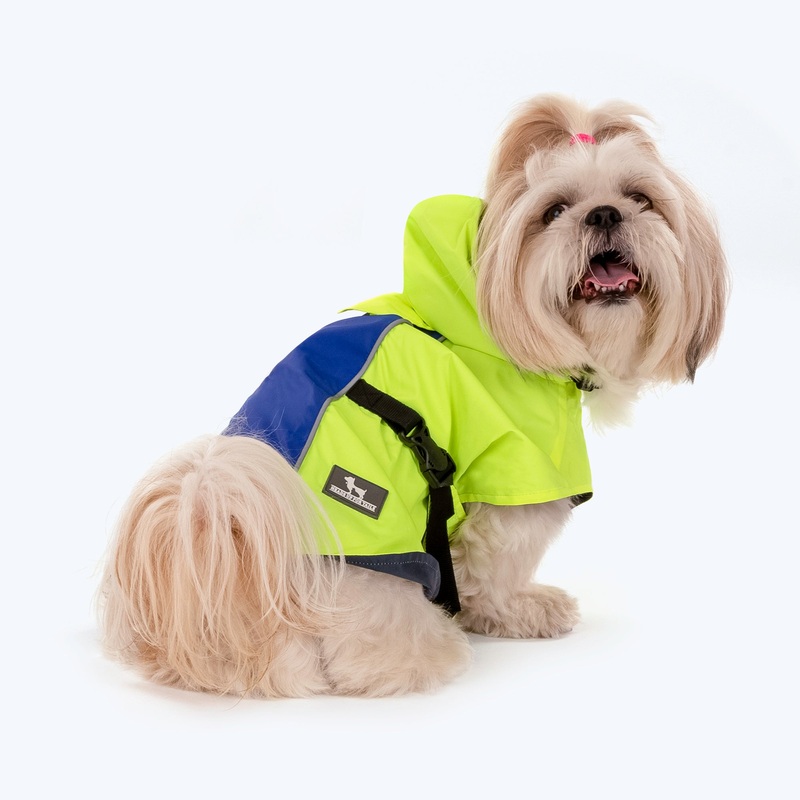HUFT Neon Shower Dog Raincoat – Neon Green & Deep Blue