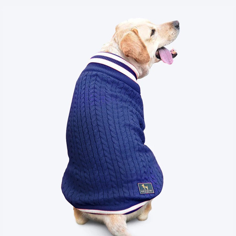 HUFT Striped Cable Knit Dog Sweater – Navy