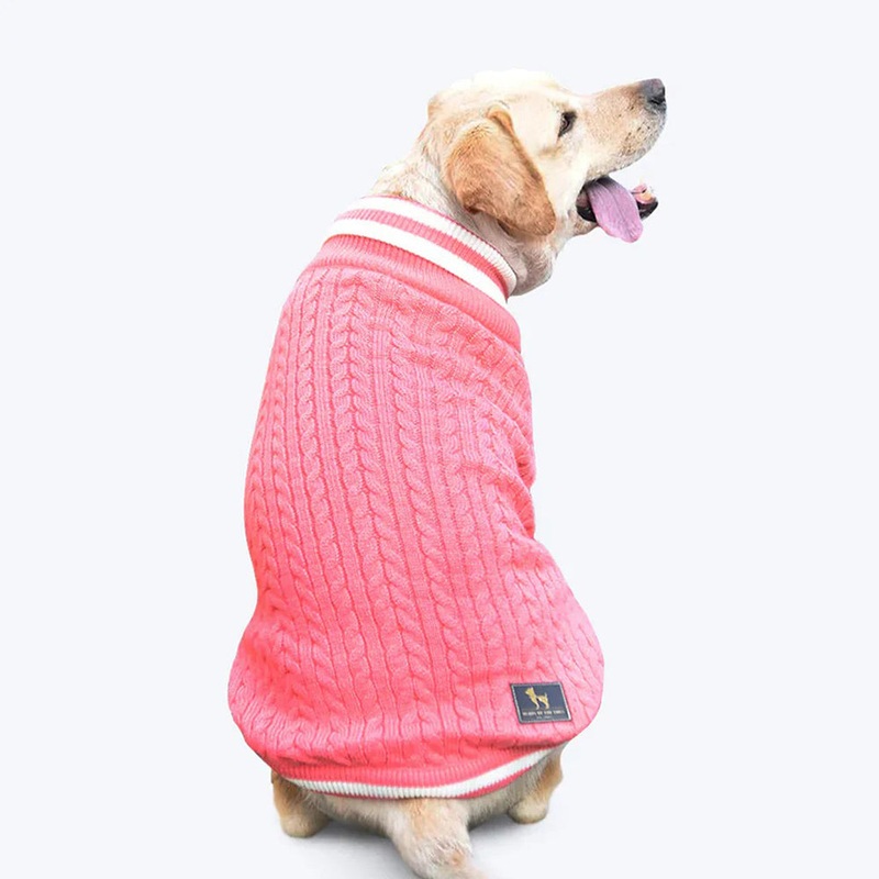 HUFT Striped Cable Knit Dog Sweater – Pink