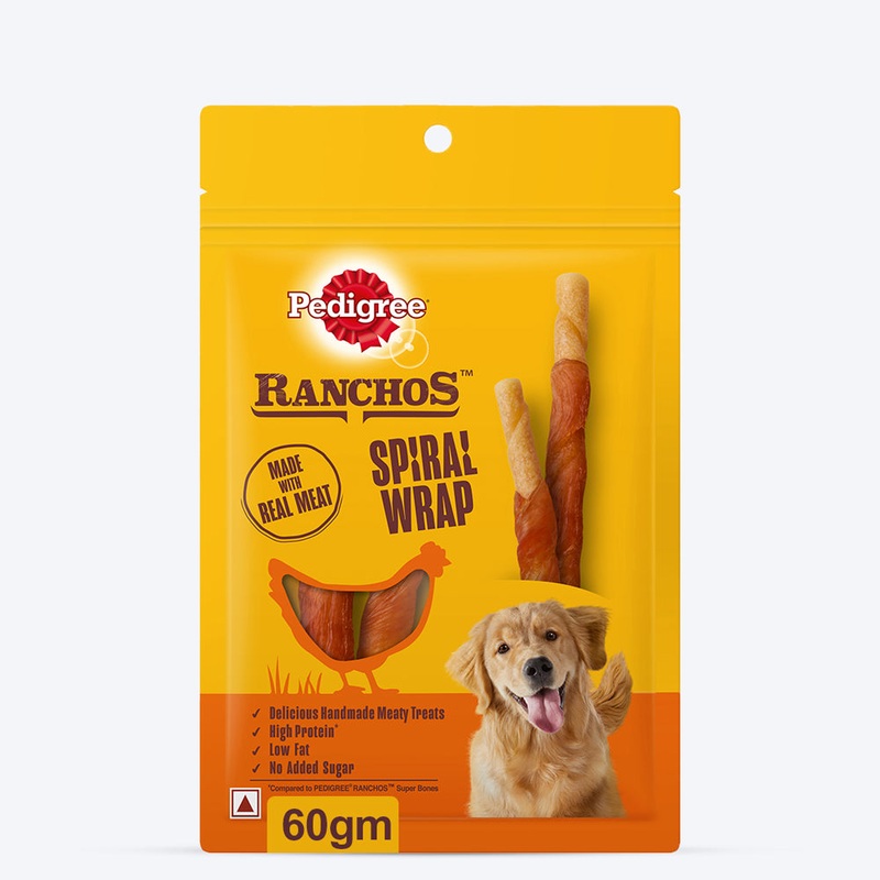 Pedigree Ranchos Spiral Wrap Chicken And Smoky Lamb Dog Treat – 60 gm