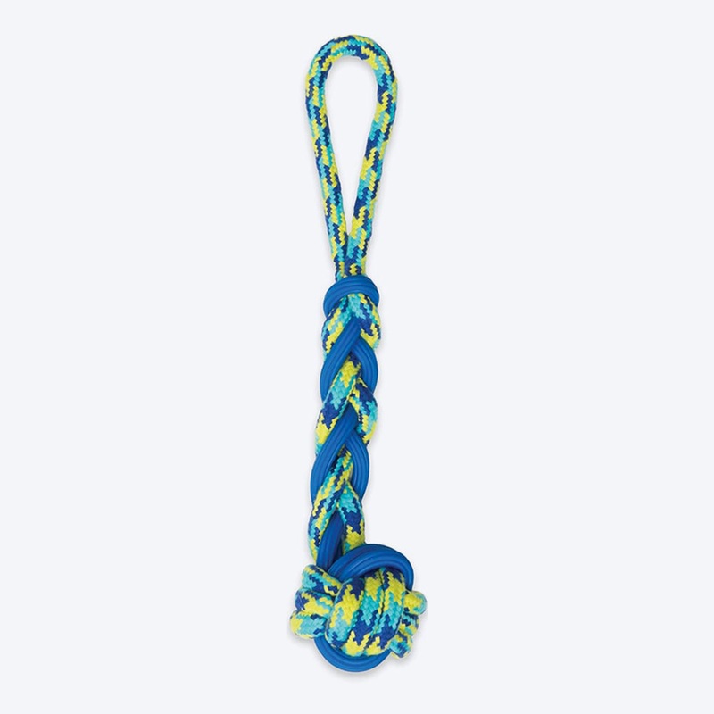 Zeus Fitness Rope & TPR Ball Tug Fetch Dog Toy – Green/Blue