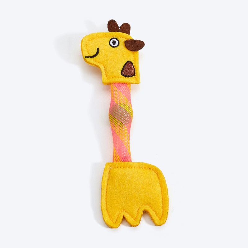 FOFOS Giraffe Flicking Tube Inside Bell Ball Catnip Interactive Toy For Cat – Yellow