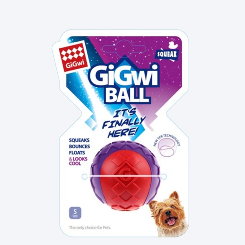 GiGwi Ball Squeaker Toy for Dogs – Red/Purple