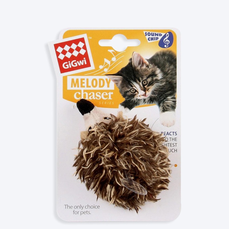 GiGwi Melody Chaser Cat Toy – Hedgehog (with Motion Activated Sound Chip)