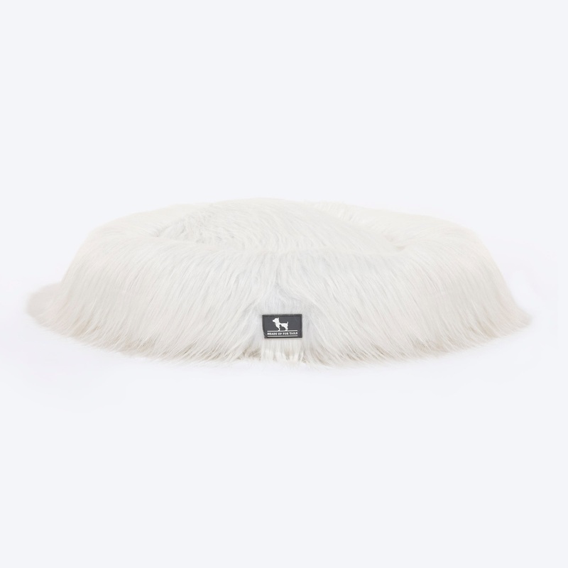 HUFT Furry Bliss Cuddle Bed For Cat & Puppy – White