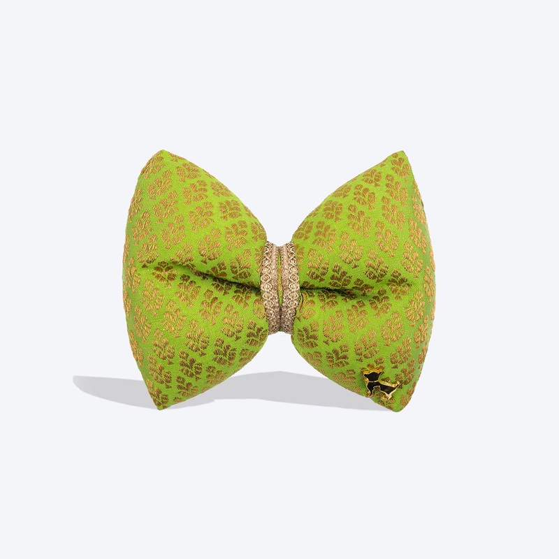 HUFT Shahi Brocade Bow Tie For Dog – Lime Green