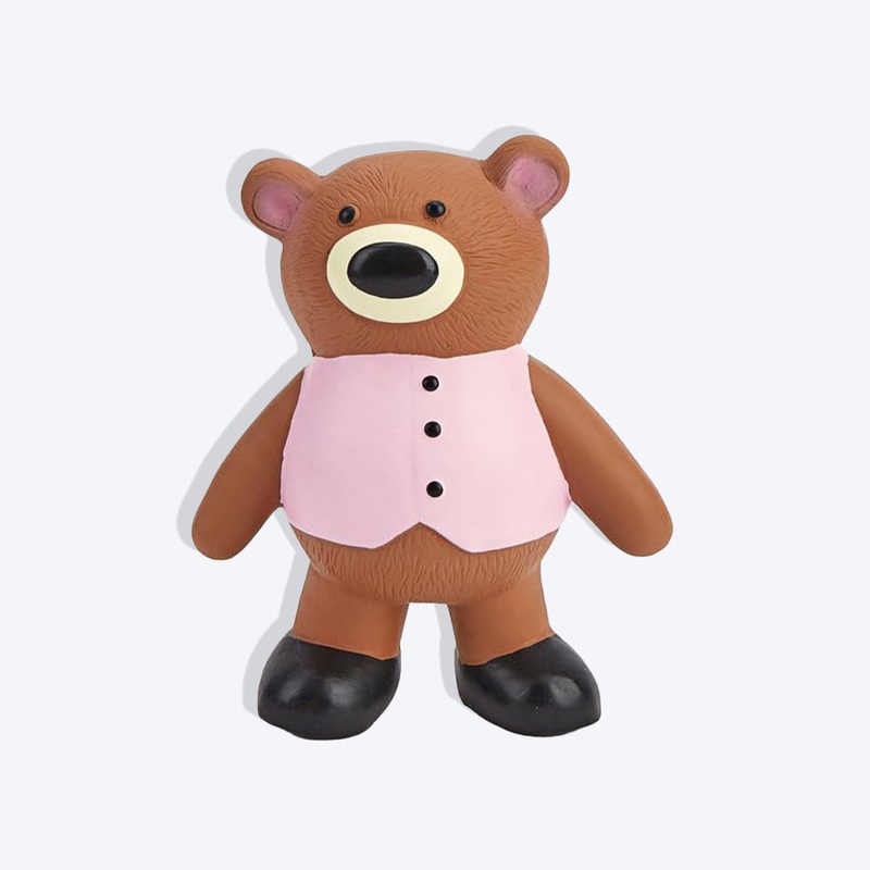 FOFOS Bear Latex Squeaker Chew Toy For Dog – Brown & Pink