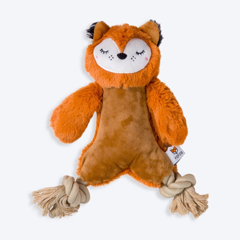 FOFOS Ropeleg Bear Squeaky Plush Toy For Dog – Brown