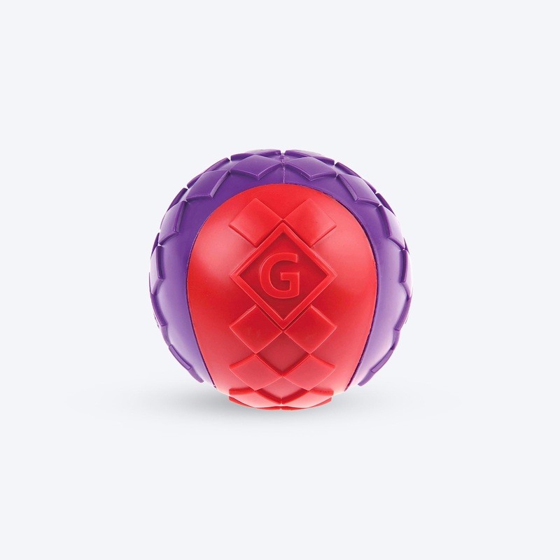 GiGwi Ball Squeaker Dog Toy – Medium (Red/Purple)
