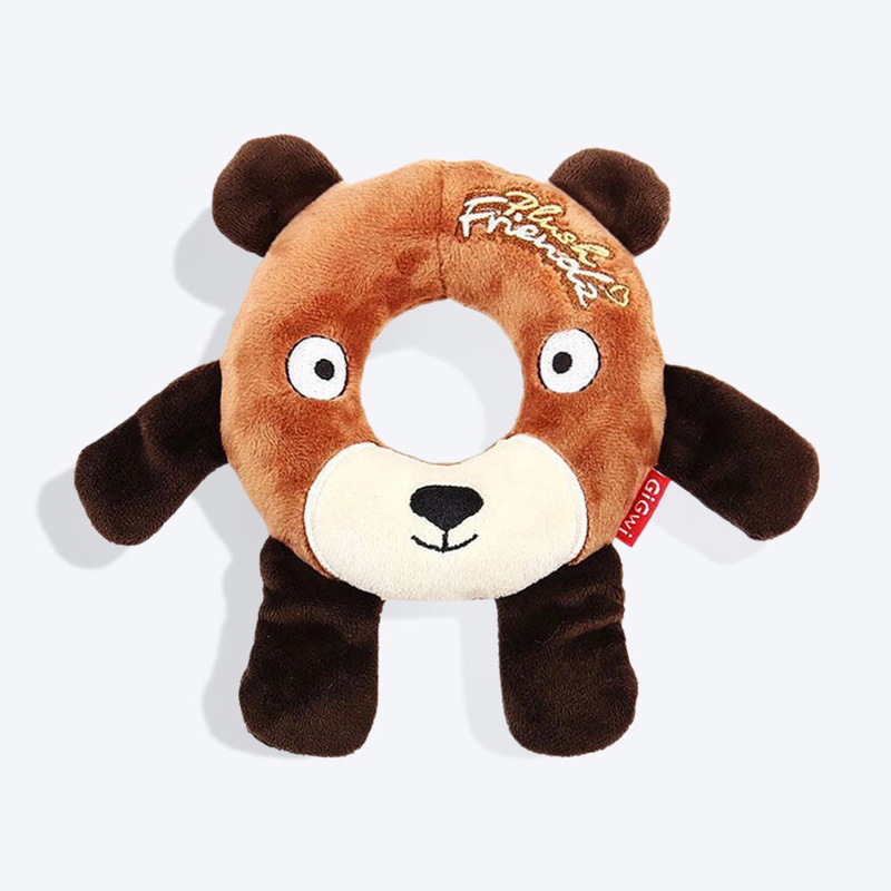 GiGwi Friendz Dog Plush Toy – Bear (with Foam Rubber Ring and Squeaker)