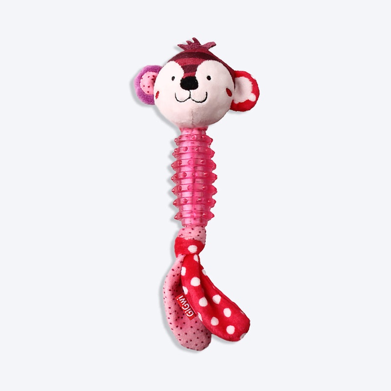 GiGwi Suppa Puppa’ Monkey Plush Dog Toy with Squeaker inside
