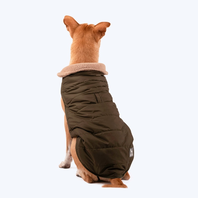 HUFT Wintersong Fur Jacket For Dog – Khaki Green
