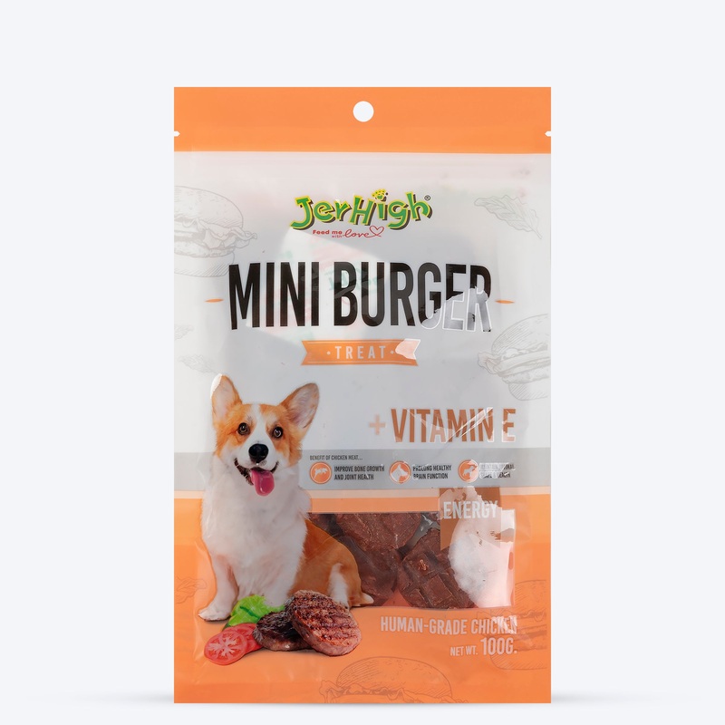 JerHigh Mini Burger Dog Treats – 100 g