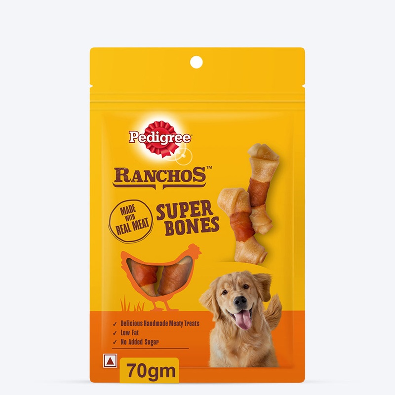 Pedigree Ranchos Super Bones Chicken And Milky Dog Treat – 70 gm