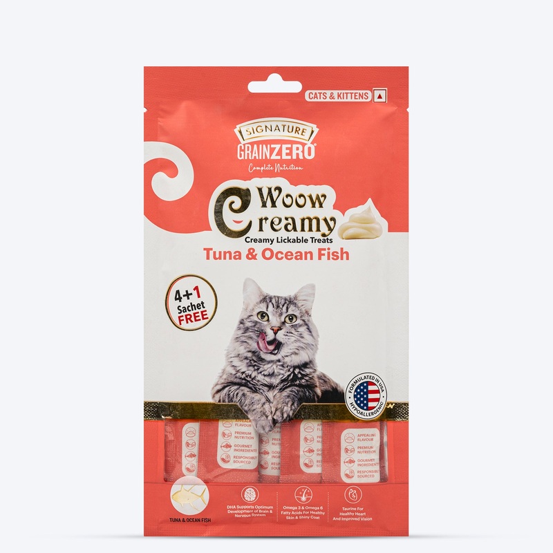 Signature Grain Zero Woow Creamy Tuna & Ocean Fish Lickable Treats For Cat & Kitten – 75 g