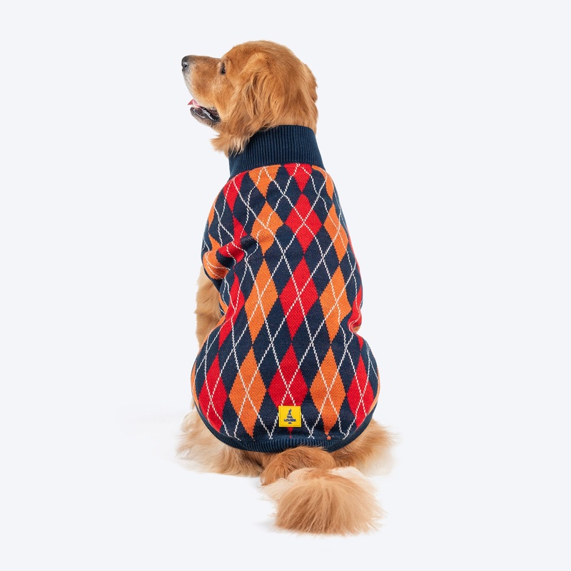 TLC Argyle Sweater For Dog – Red & Navy