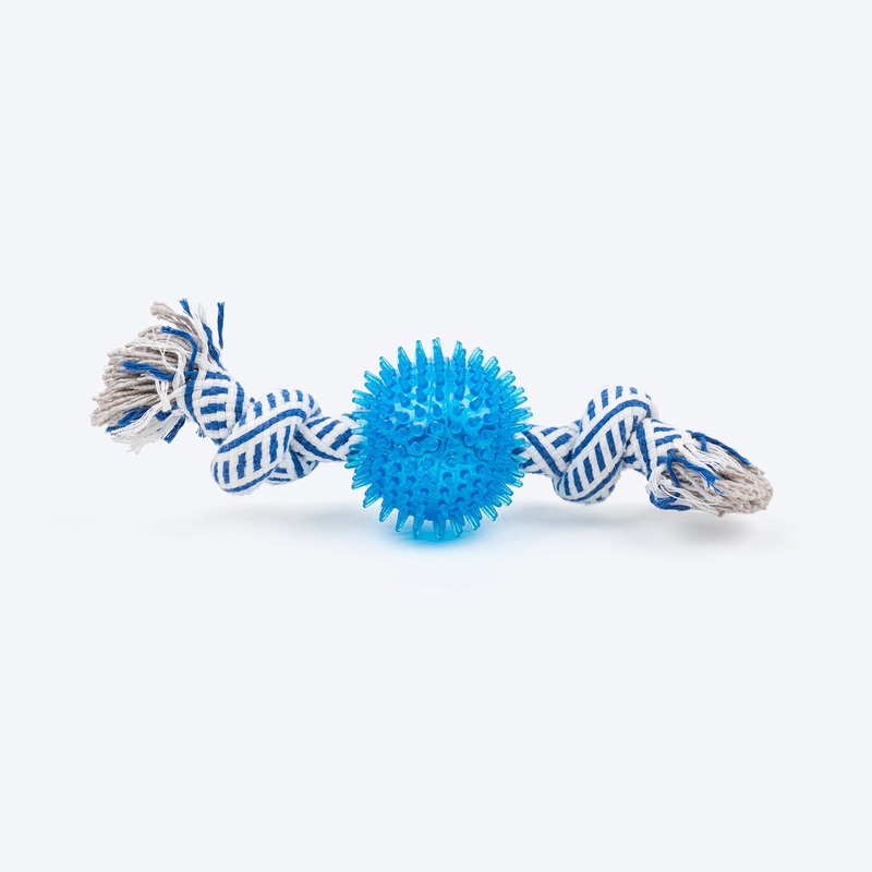 TLC Ball & 2 Knots Rope Toy For Dog – Navy & White