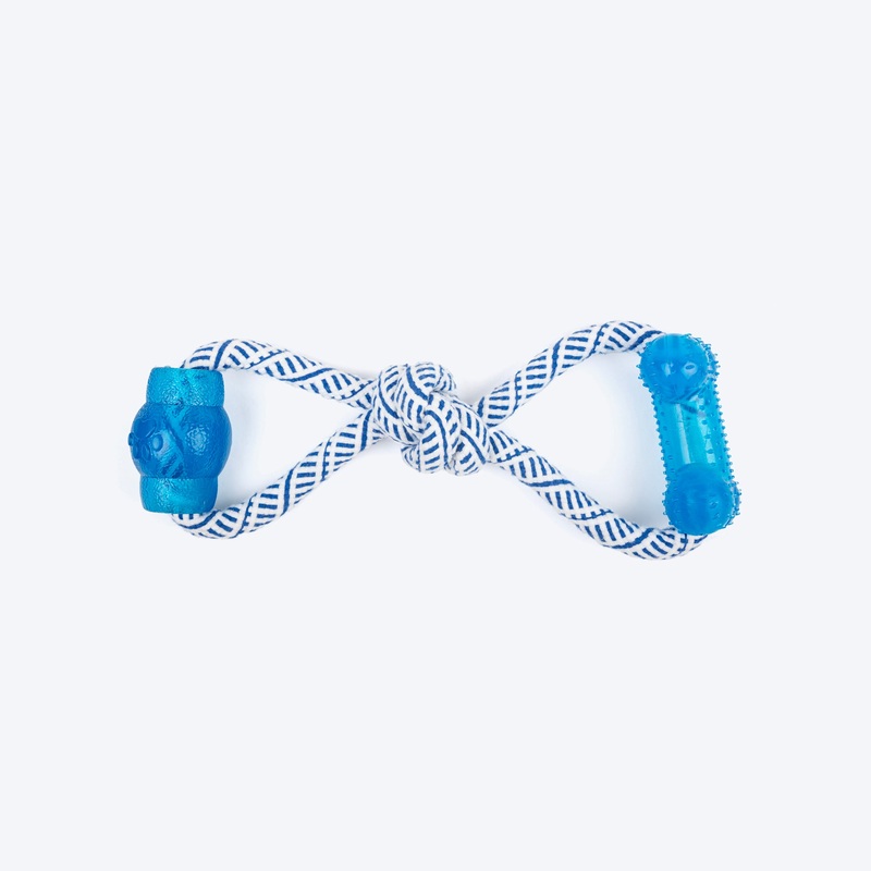 TLC Bone & Candy Rope Toy For Dog – Navy & White