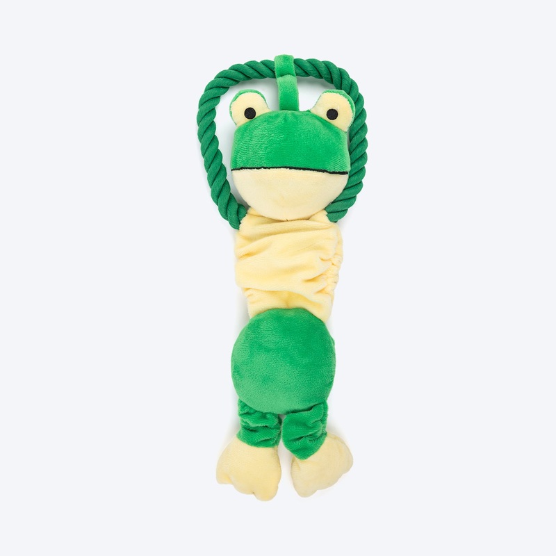 TLC Bungee Frog Squeaky Plush Toy For Dog – Green