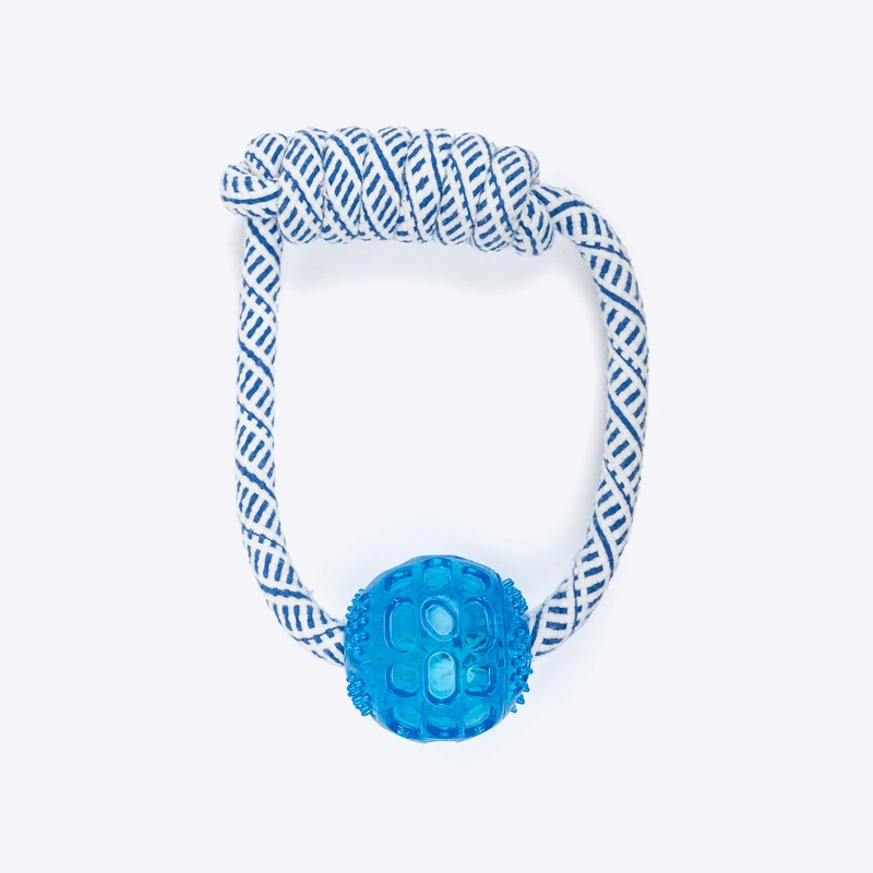 TLC Rope & Ball Rope Toy For Dog – Navy & White