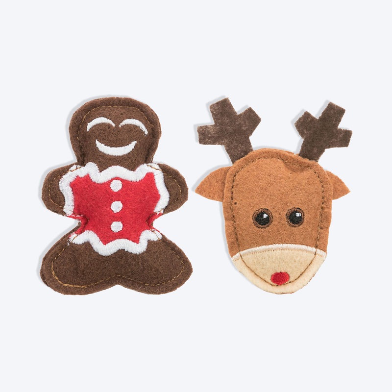 Trixie X-mas Elk & Gingerbread Figure Catnip Plush 2 Pcs Toy For Cat – 8 cm