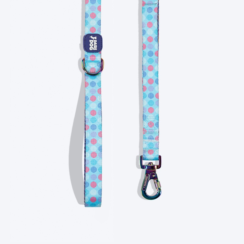 Dash Dog Circle Print Leash – Aqua Blue & Lavender