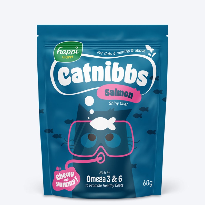 Happi Skippi Catnibbs Salmon Shiny Coat Chewy & Yummy Cat Treat – 60 gm