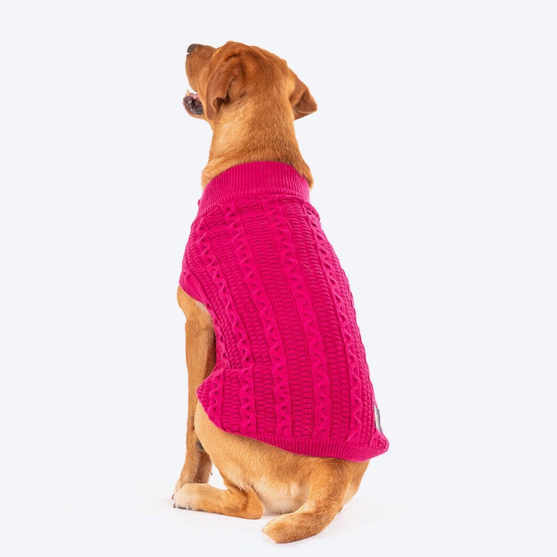 HUFT Cable Knit Dog Sweater – Orchid Flower Pink