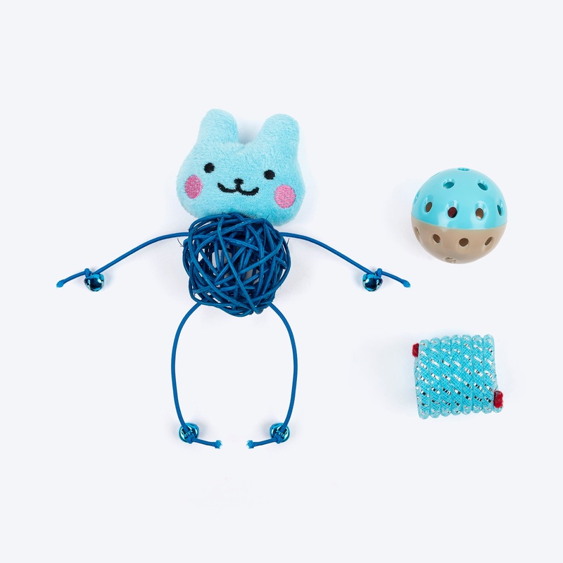 HUFT Furry Frenzy Interactive Toy For Cat – Blue – Set Of 3