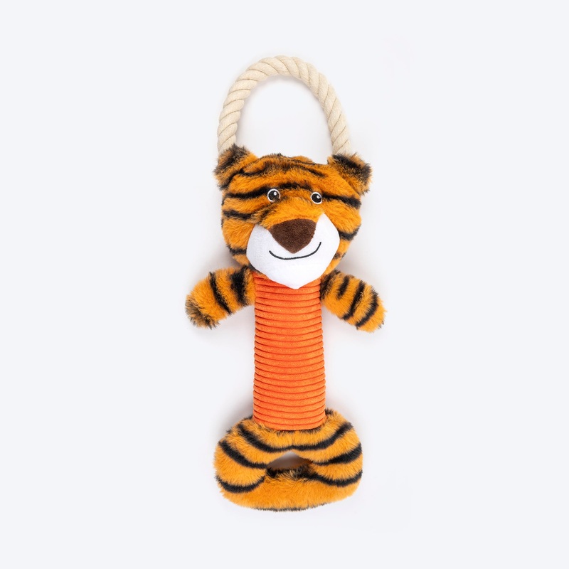 HUFT Iggy Tiggy Squeaky Tug plush Toy For Dog – Orange