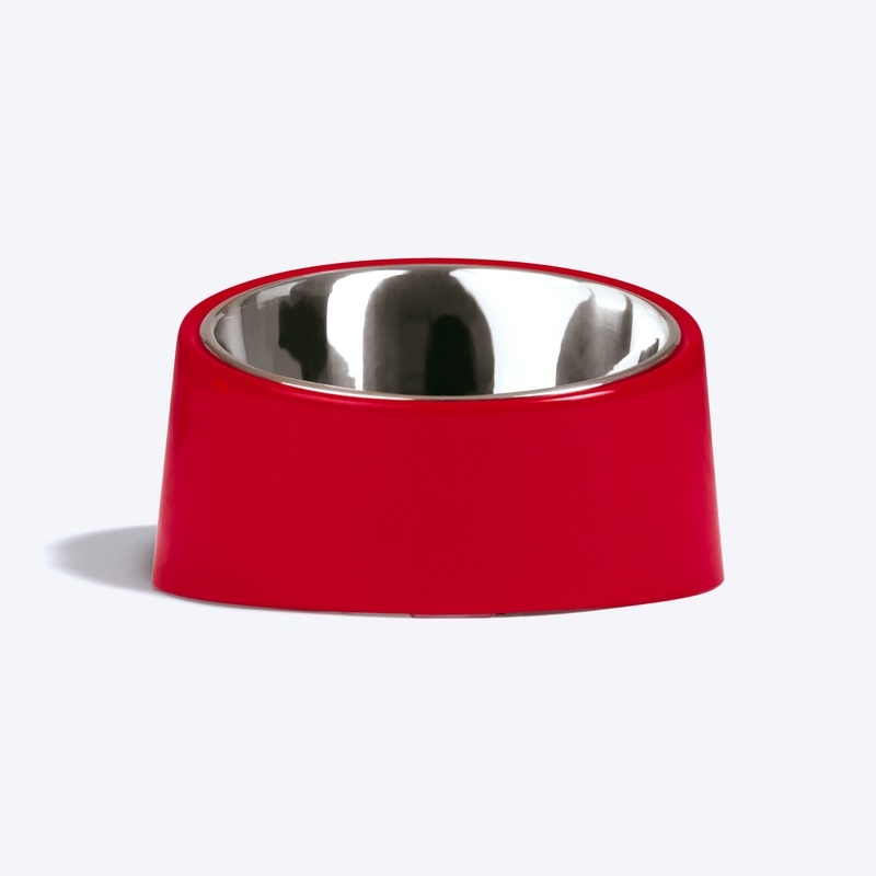 HUFT Melamine Slant Bowl With Steel Inserts For Dog – Red