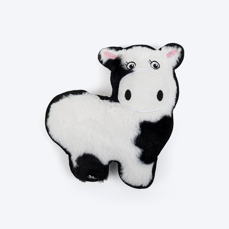 HUFT Mister Mooster Squeaky Cuddle Plush Toy For Dog – Black & White