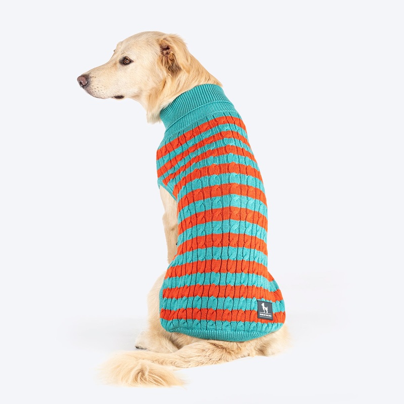 HUFT Snug Stripes Sweater For Dog – Turquoise Orange
