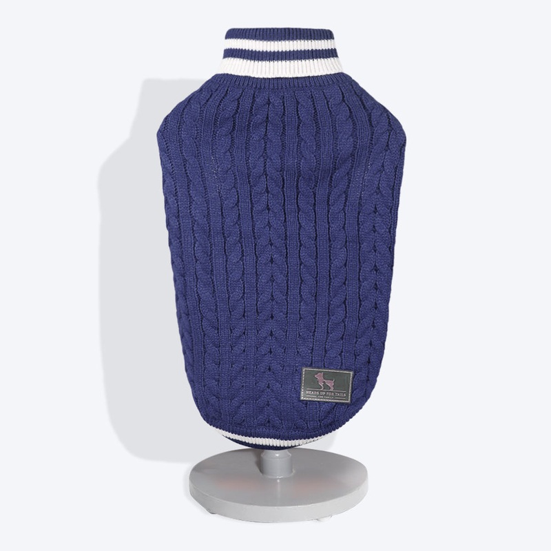 HUFT Striped Cable Knit Cat Sweater – Navy