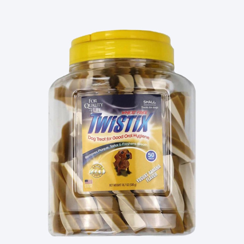 NPIC Twistix Yogurt Banana Dog Treats Canister – Small (50 Sticks) – 530g