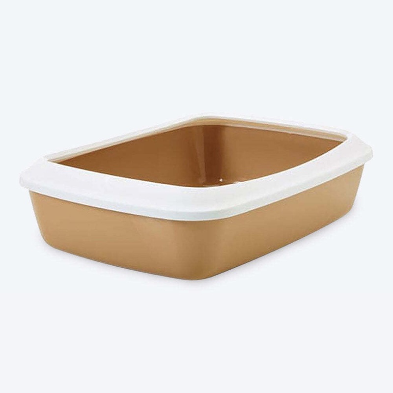 Savic IRIZ Cat Litter Tray with Rim – Nordic Brown- 17 x 12 x 5 inch